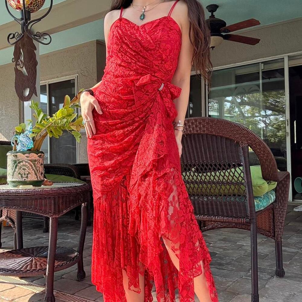 Vintage Red Lace Dress